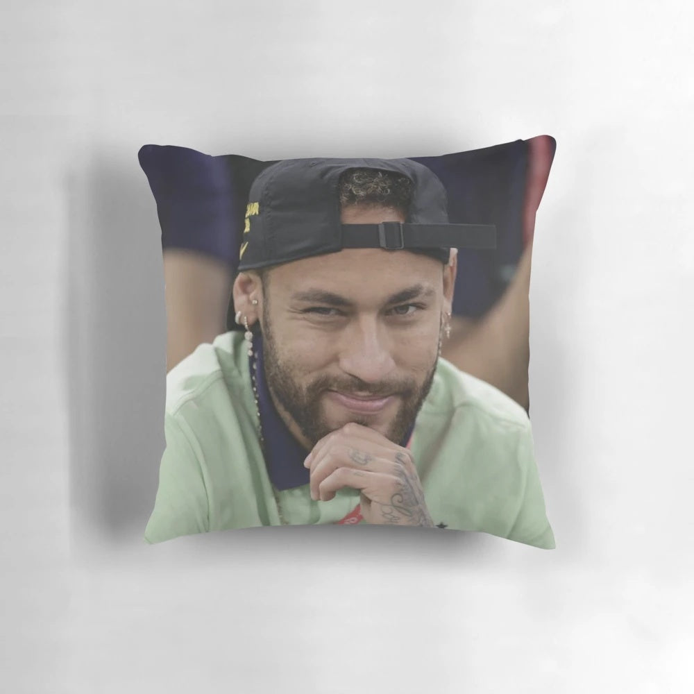 Neymar Jr. Brazil soccer football pillow for sports fans and world cup enthusiasts.