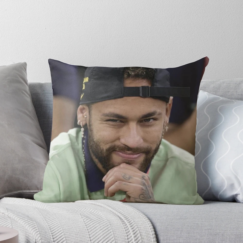 Neymar Jr. Brazil soccer football pillow for sports fans and world cup enthusiasts.