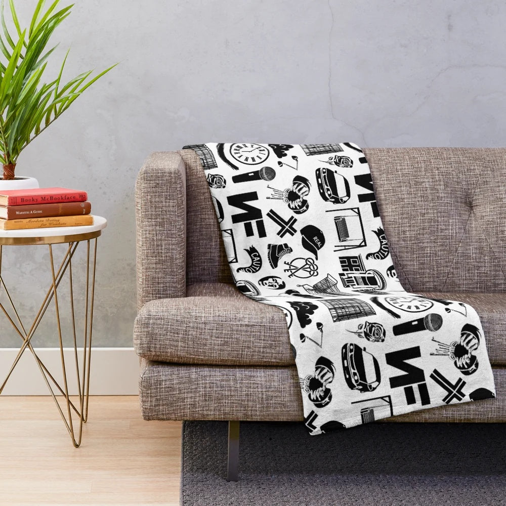 NF Inspired Collage Plush Blanket with Symbols and Music Imagery