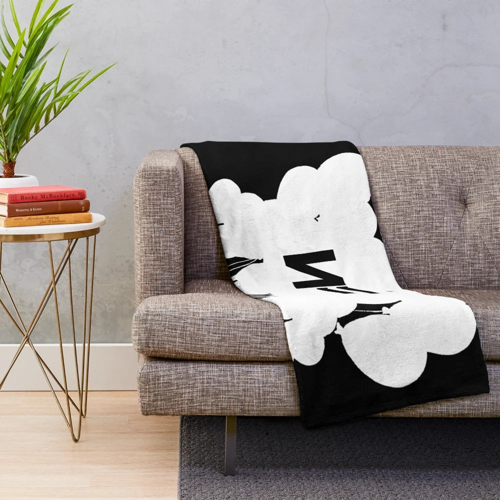 NF-inspired plush blanket featuring a white logo design
