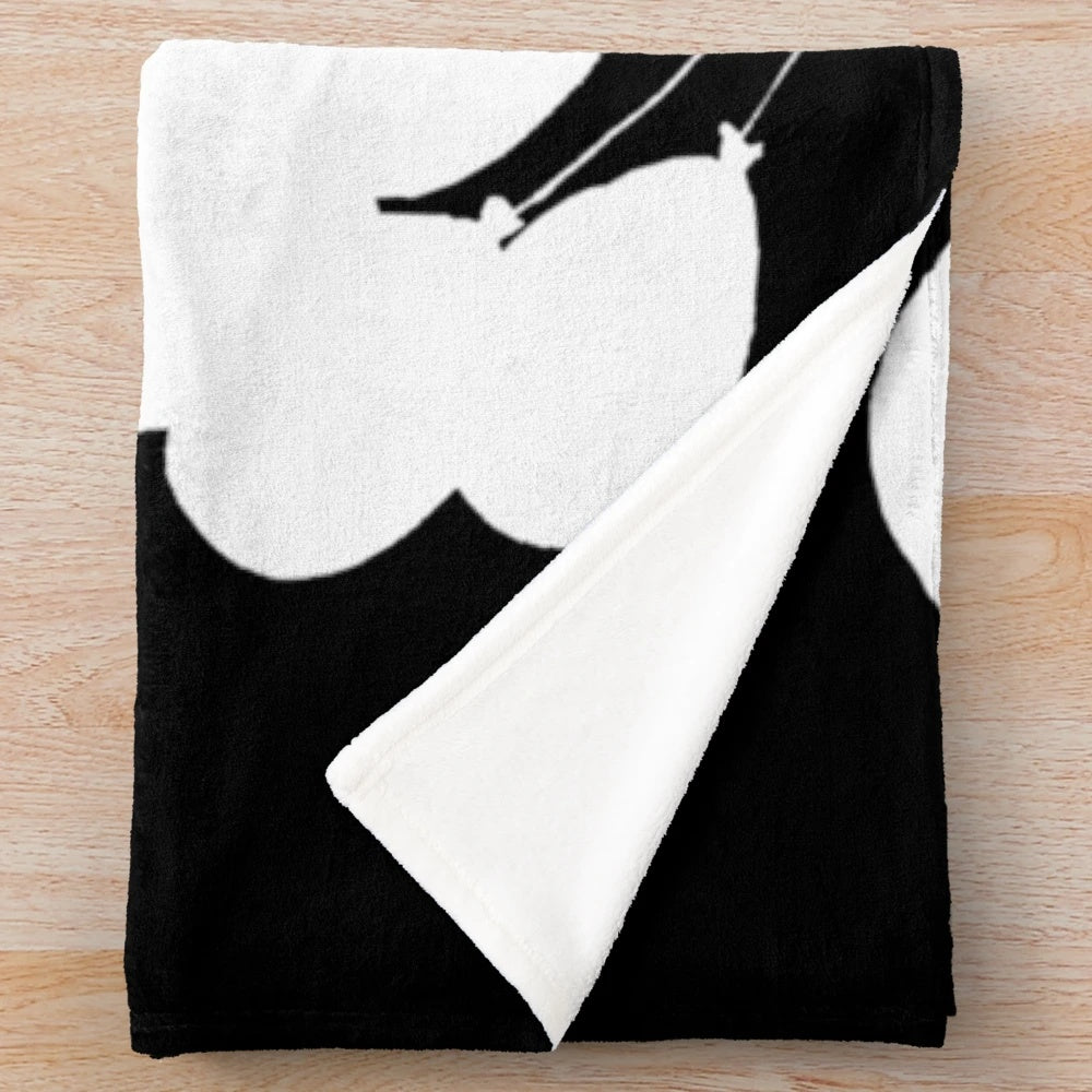 NF-inspired plush blanket featuring a white logo design