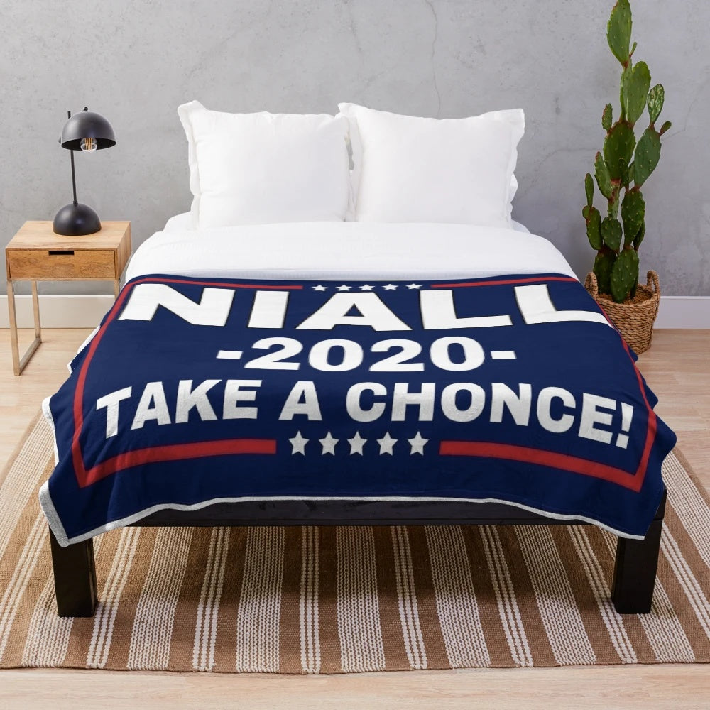 Niall Horan-inspired plush blanket with "Take A Chonce!" design