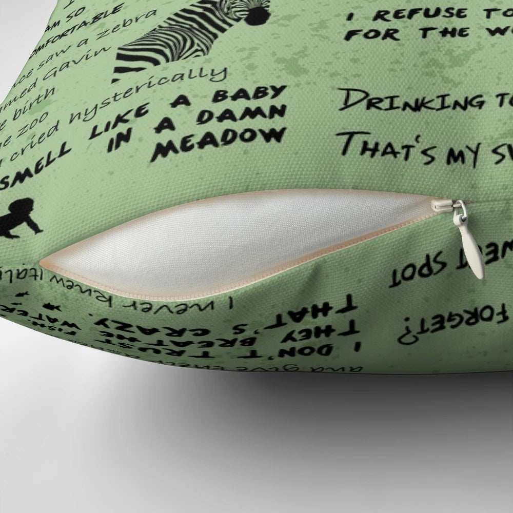 Nick Miller "New Girl" character design pillow featuring quotes and catchphrases