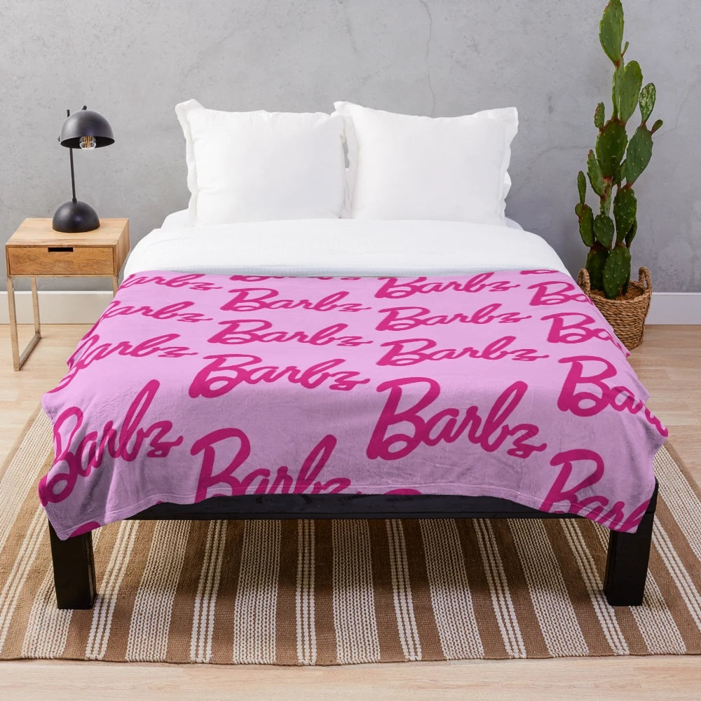 Nicki Minaj-inspired plush blanket with the Barbz logo
