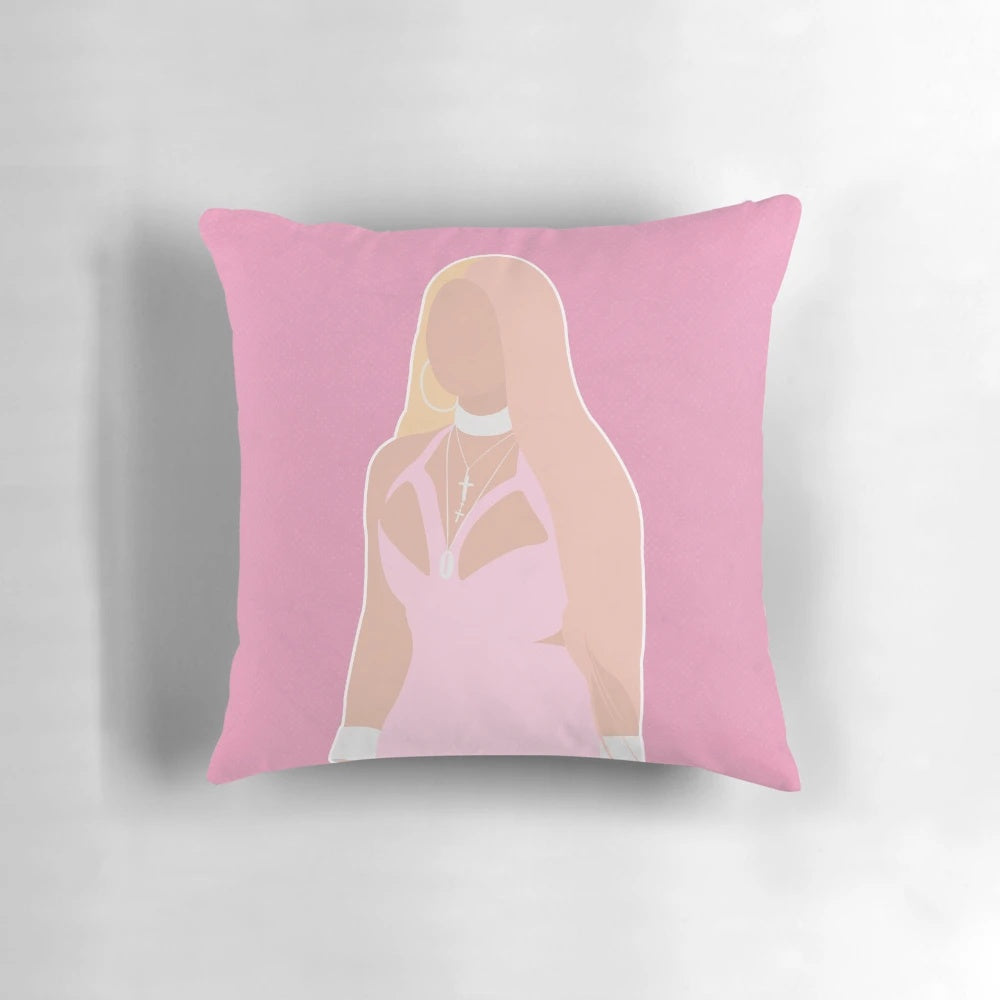 Nicki Minaj-themed decorative pillow featuring the iconic rapper's portrait