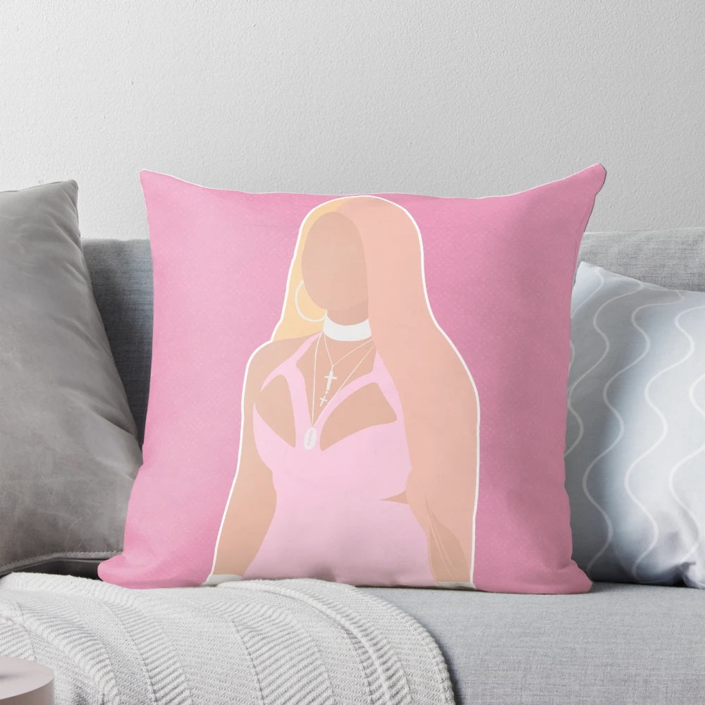 Nicki Minaj-themed decorative pillow featuring the iconic rapper's portrait