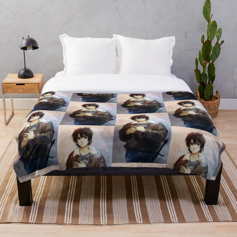 Nico Di Angelo inspired plush blanket featuring a soft, comfortable design