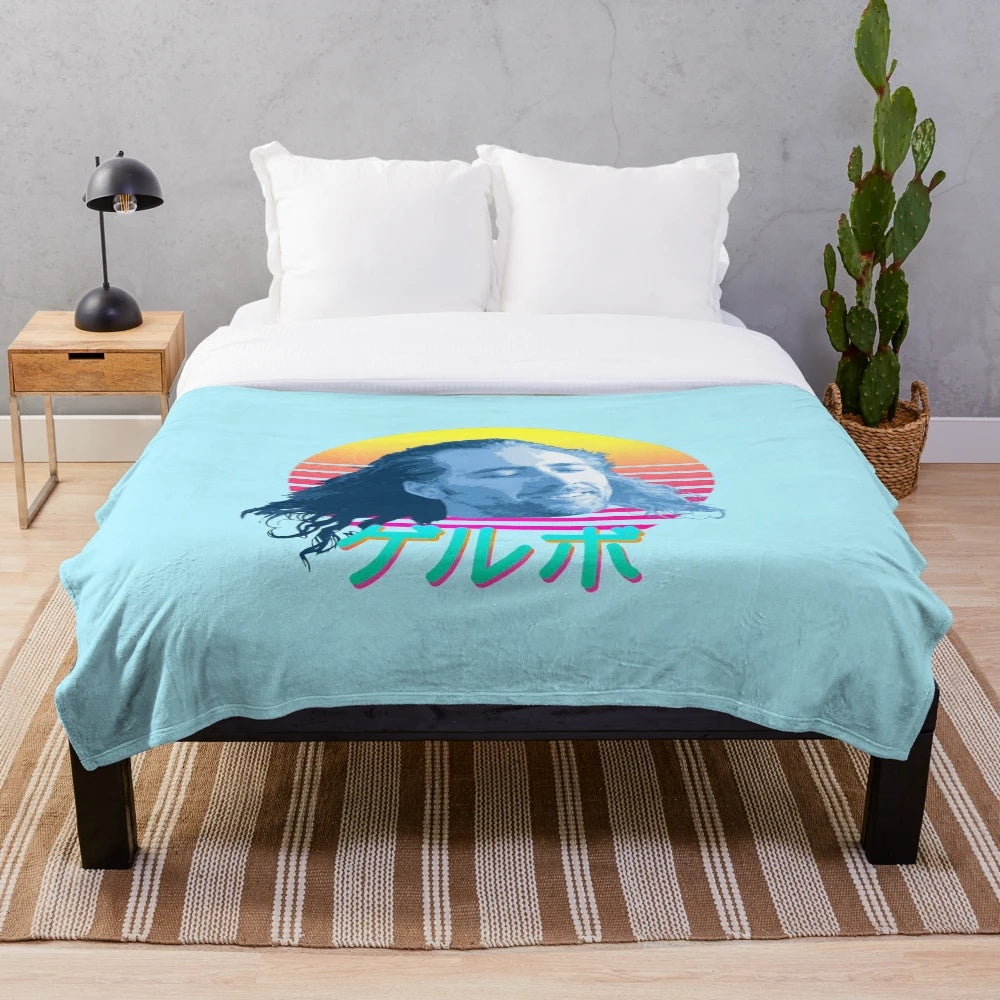 Nicolas Cage inspired plush blanket featuring a dank meme design