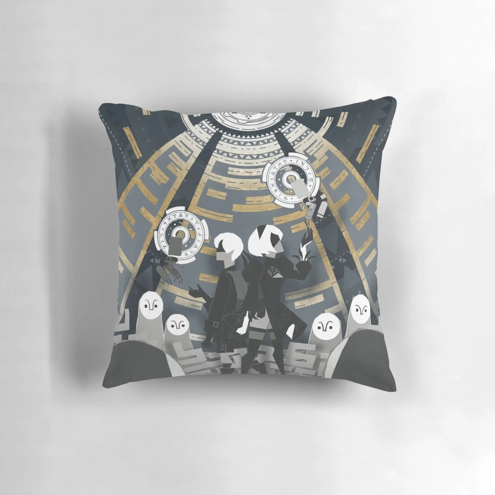 Nier: Automata themed pillow case featuring characters 2B, 9S, and Pods 153 and 042
