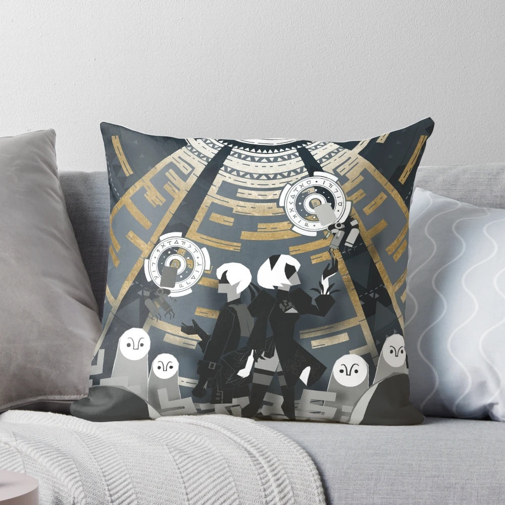 Nier: Automata themed pillow case featuring characters 2B, 9S, and Pods 153 and 042