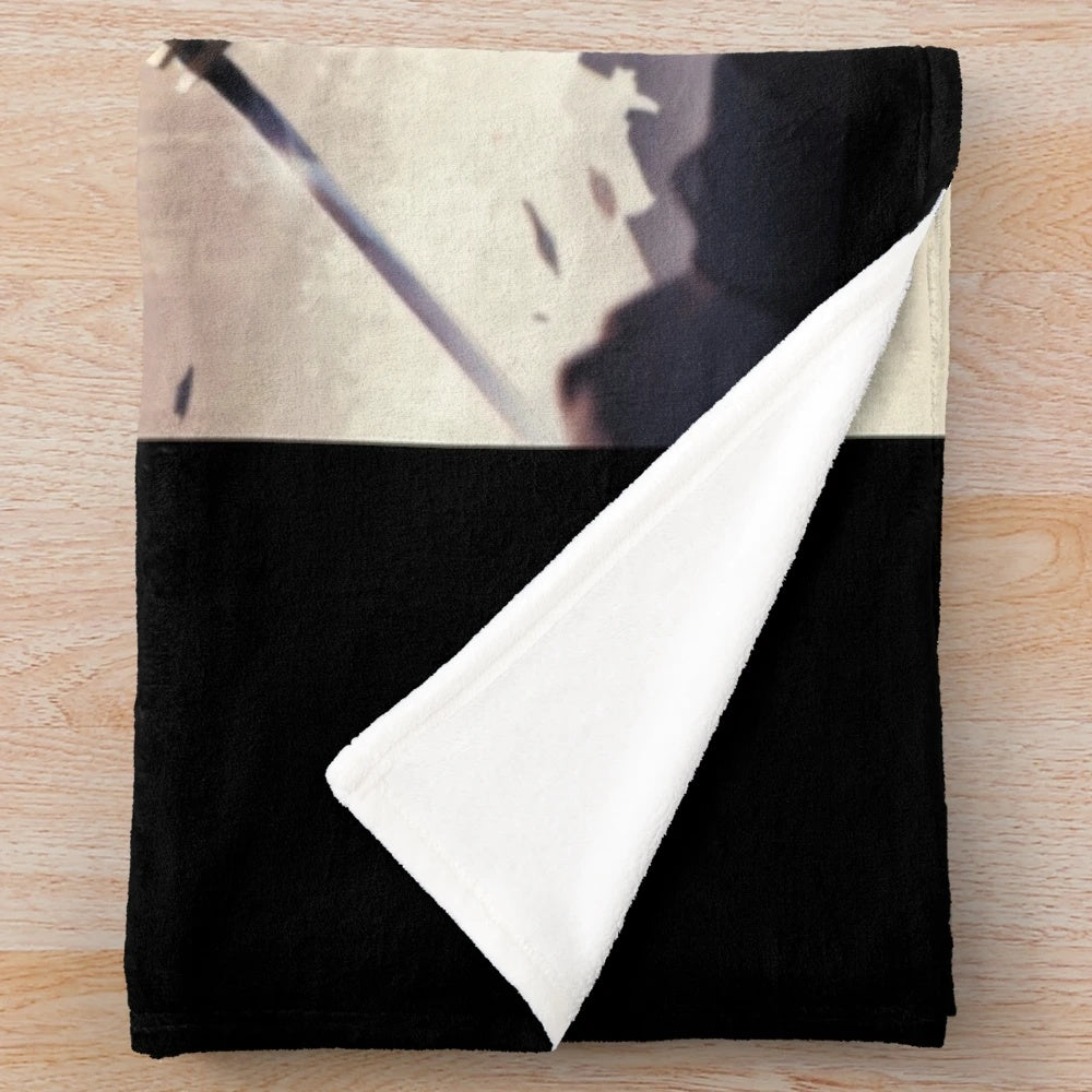 Nier Automata inspired plush blanket featuring iconic characters and artwork