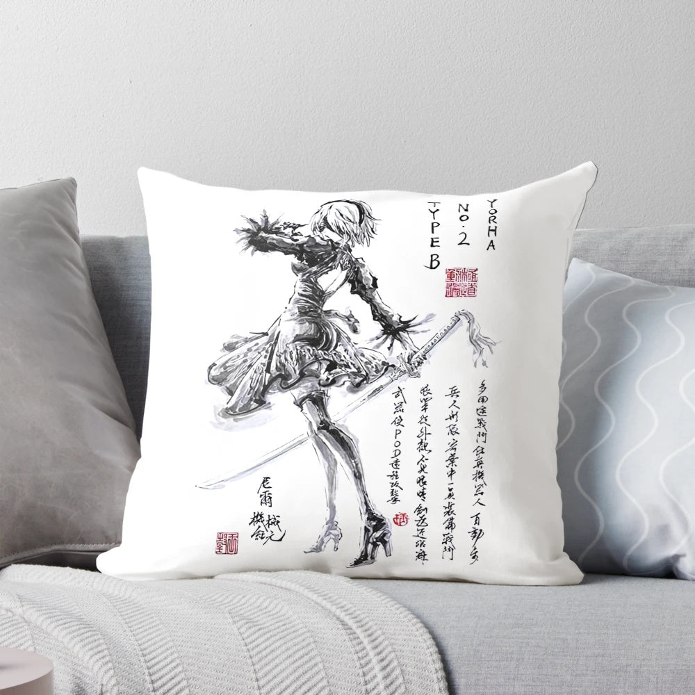 Nier Automata Yorha 2B Fashion Raglan Pillow