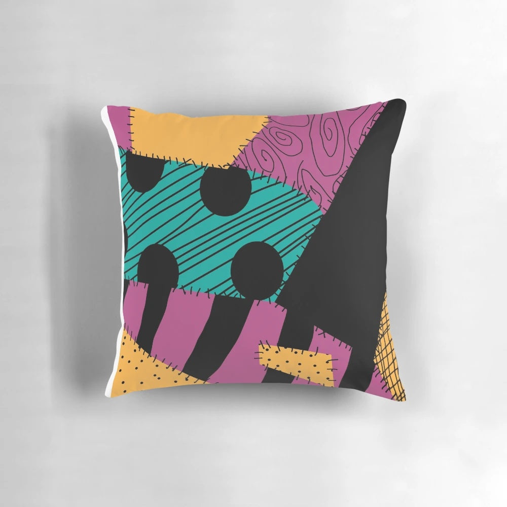 Cozy throw pillow with Nightmare Before Christmas inspired design