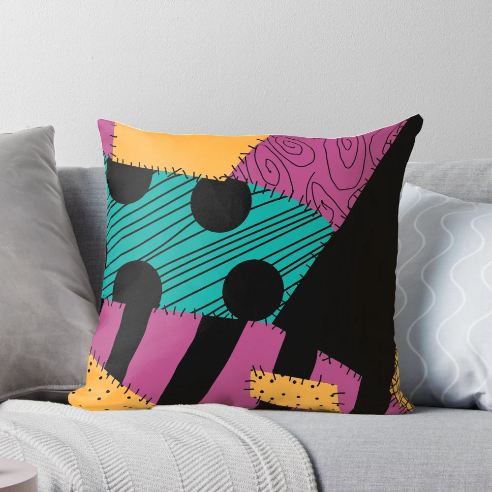 Cozy throw pillow with Nightmare Before Christmas inspired design