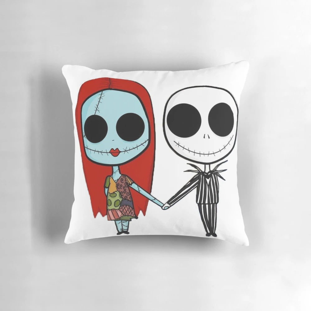 Nightmare Before Christmas inspired pillow featuring Jack Skellington and his partner Sandy