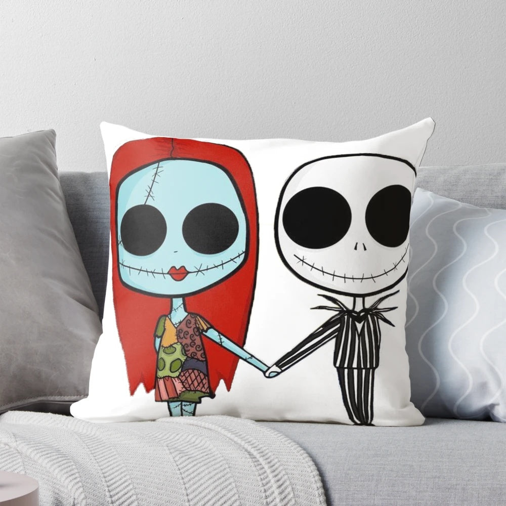 Nightmare Before Christmas inspired pillow featuring Jack Skellington and his partner Sandy