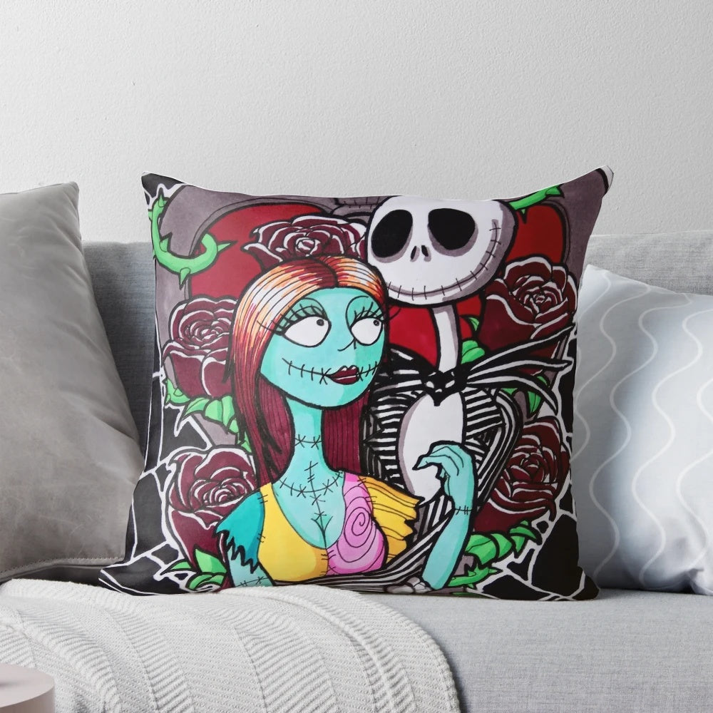 Nightmare Before Christmas Jack and Sally Decorative Pillow for Halloween and Holiday Decor