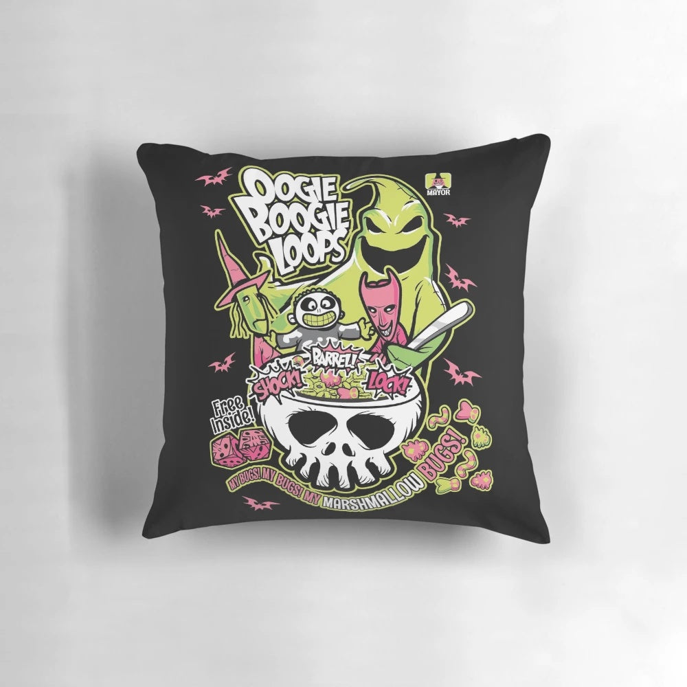 Oogie Boogie Loops Pillow, featuring a spooky and whimsical design inspired by the Nightmare Before Christmas