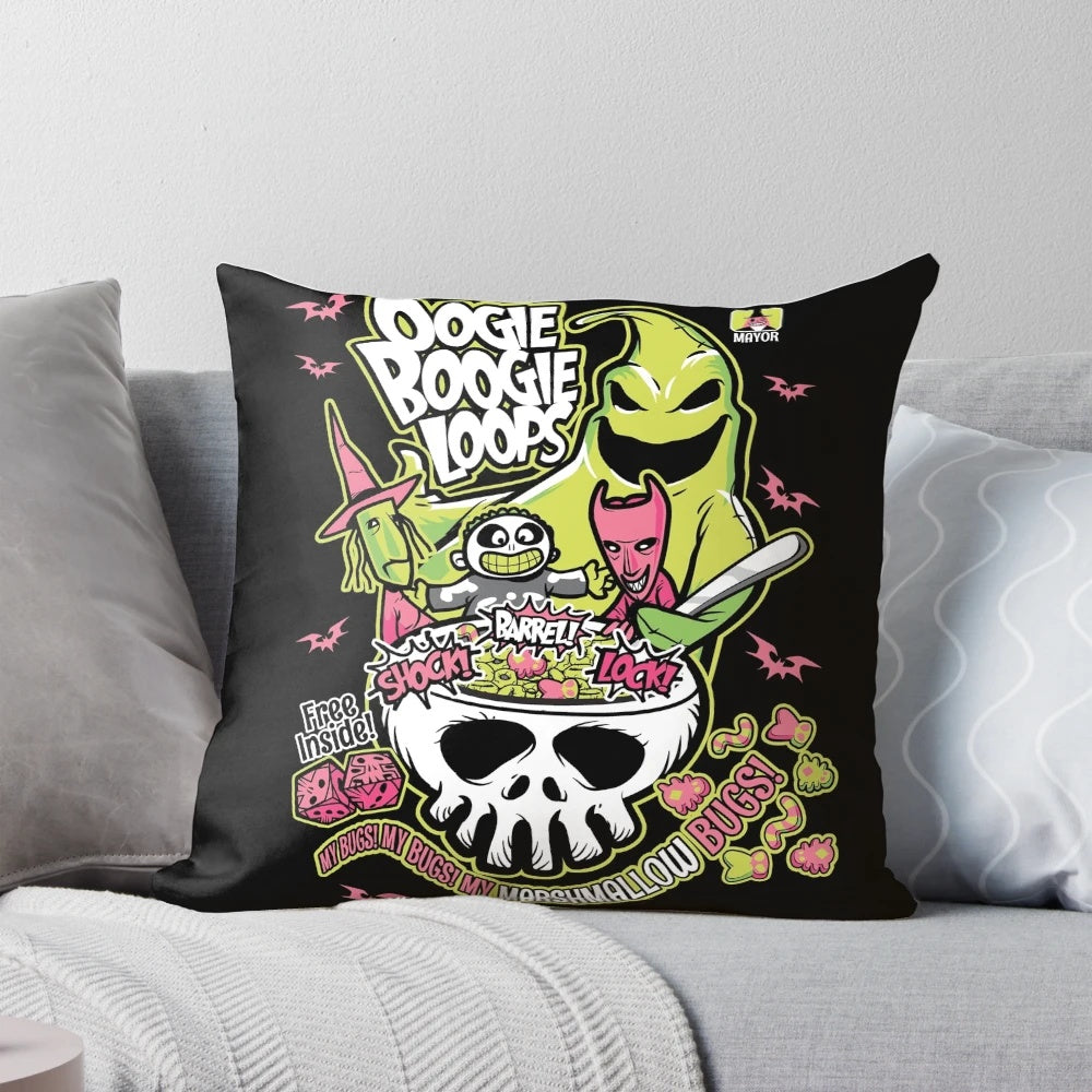 Oogie Boogie Loops Pillow, featuring a spooky and whimsical design inspired by the Nightmare Before Christmas