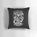 Nightmare Before Christmas Sally's Pumpkin Spice Latte Throw Pillow with Jack Skellington and Tim Burton movie characters