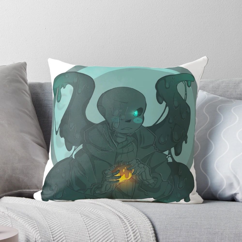 Nightmare Sans themed horror pillow with digital art design