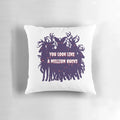 A unique and creepy 'A Million Bucks' deer-themed pillow for a humorous and macabre decor.