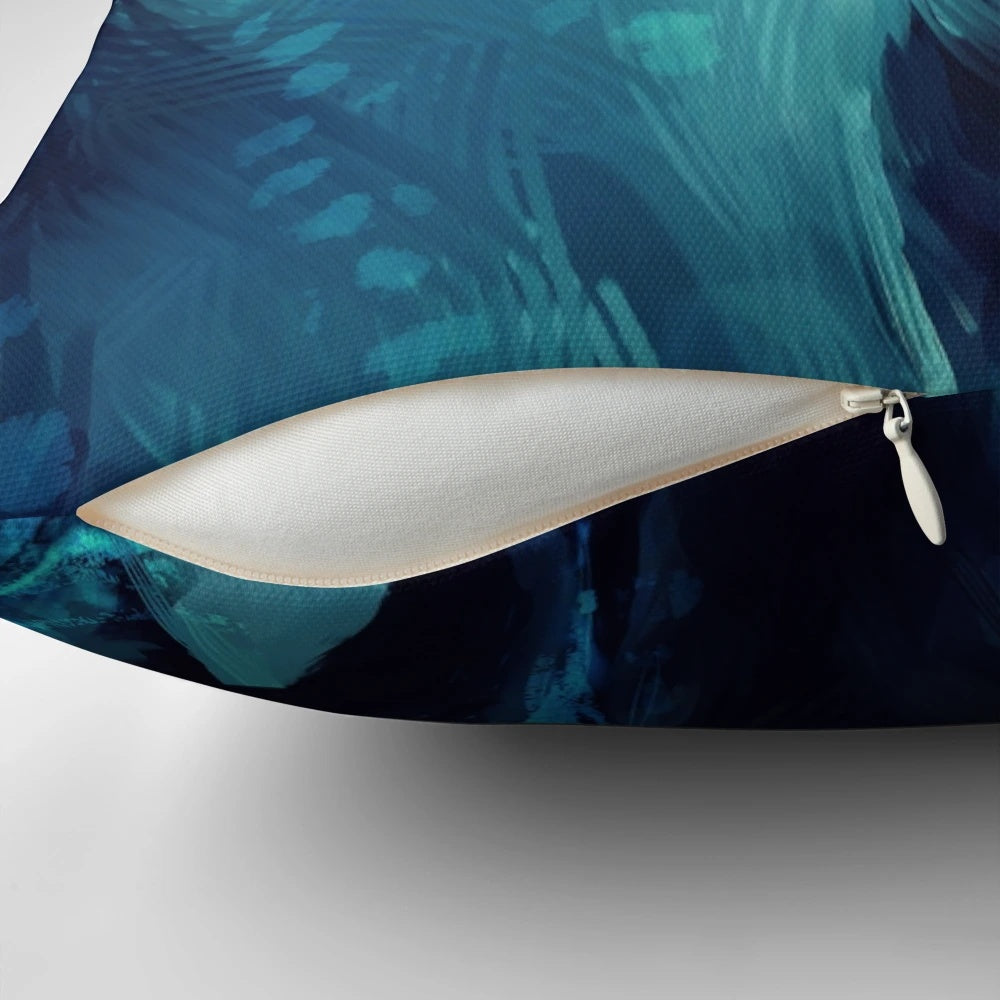 Nightwing-themed decorative pillow with blue and black design