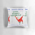 Nikkiraye Guest Check Decorative Pillow with Red, Snowflakes, and Couture Collage Design