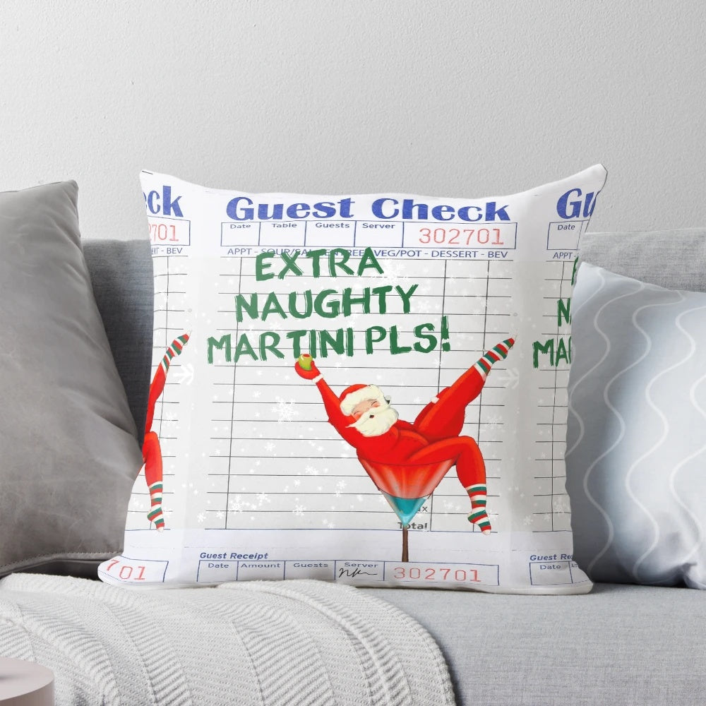 Nikkiraye Guest Check Decorative Pillow with Red, Snowflakes, and Couture Collage Design