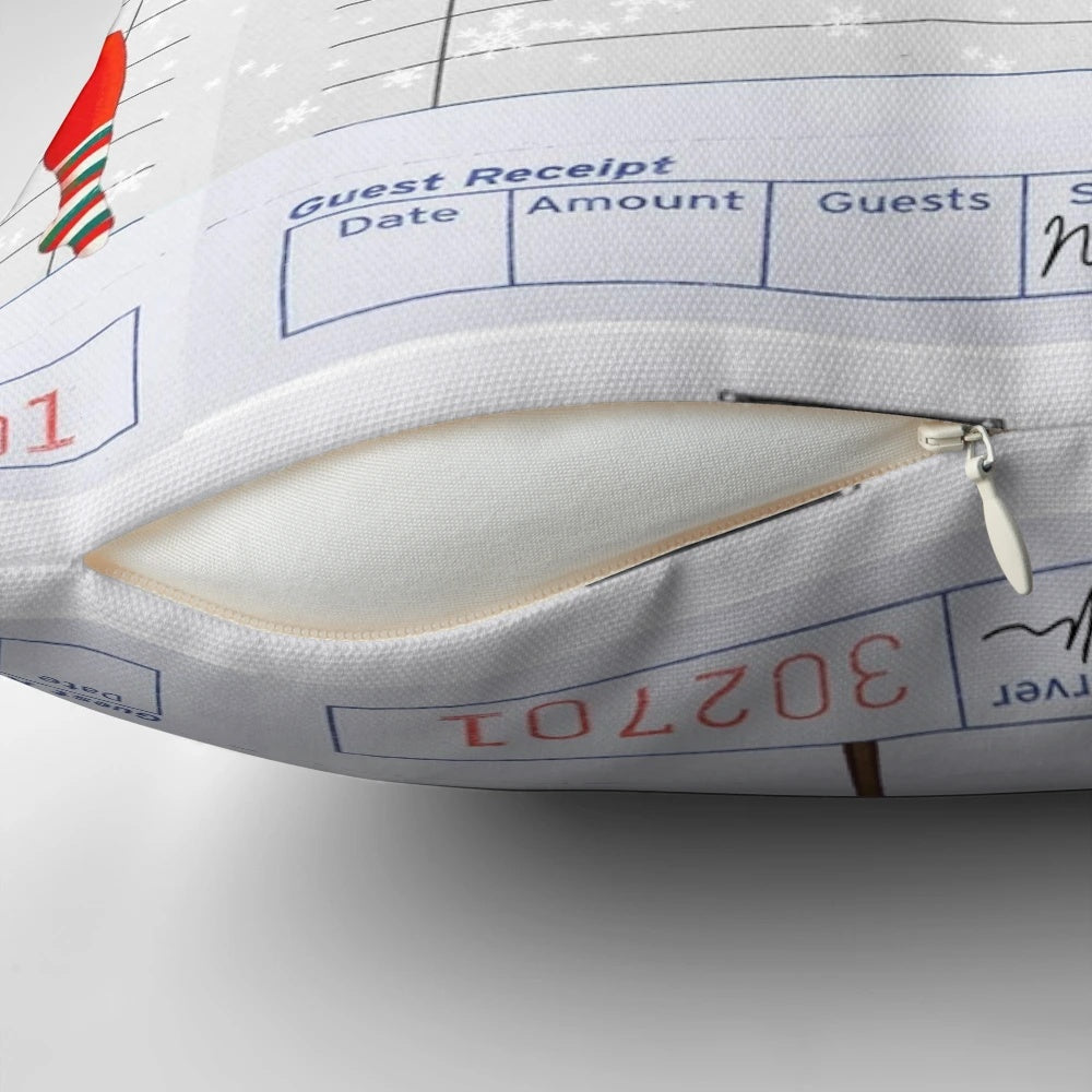 Nikkiraye Guest Check Decorative Pillow with Red, Snowflakes, and Couture Collage Design