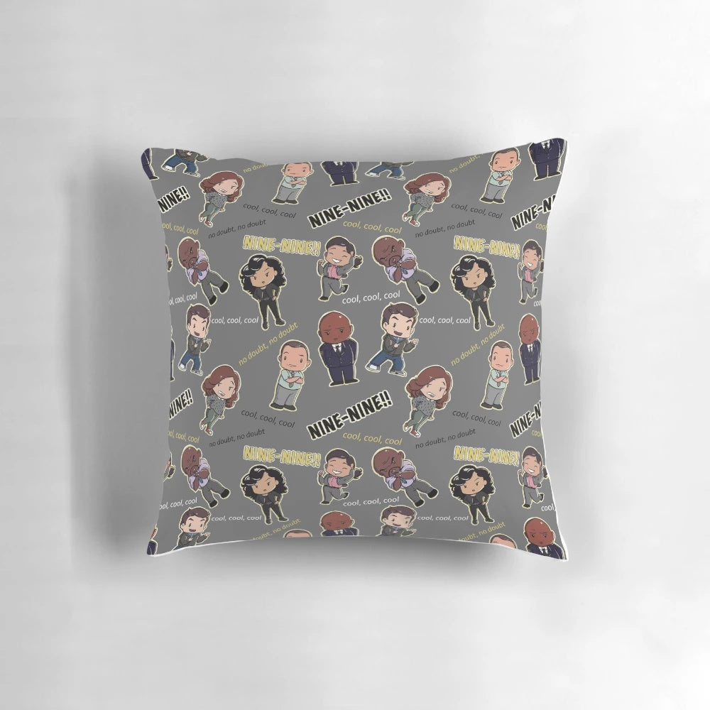Nine-Nine Pattern Brooklyn 99 Pillow with Characters Jake Peralta, Rosa Diaz, and More