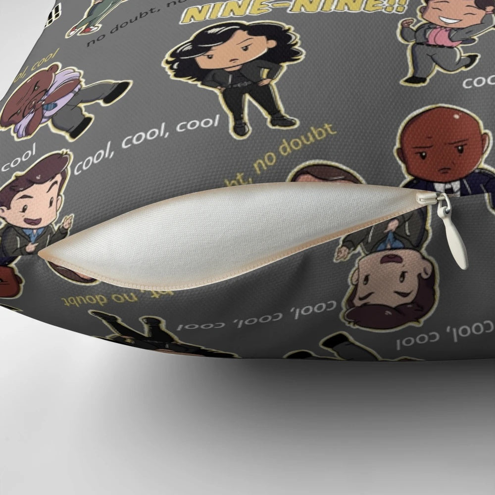 Nine-Nine Pattern Brooklyn 99 Pillow with Characters Jake Peralta, Rosa Diaz, and More