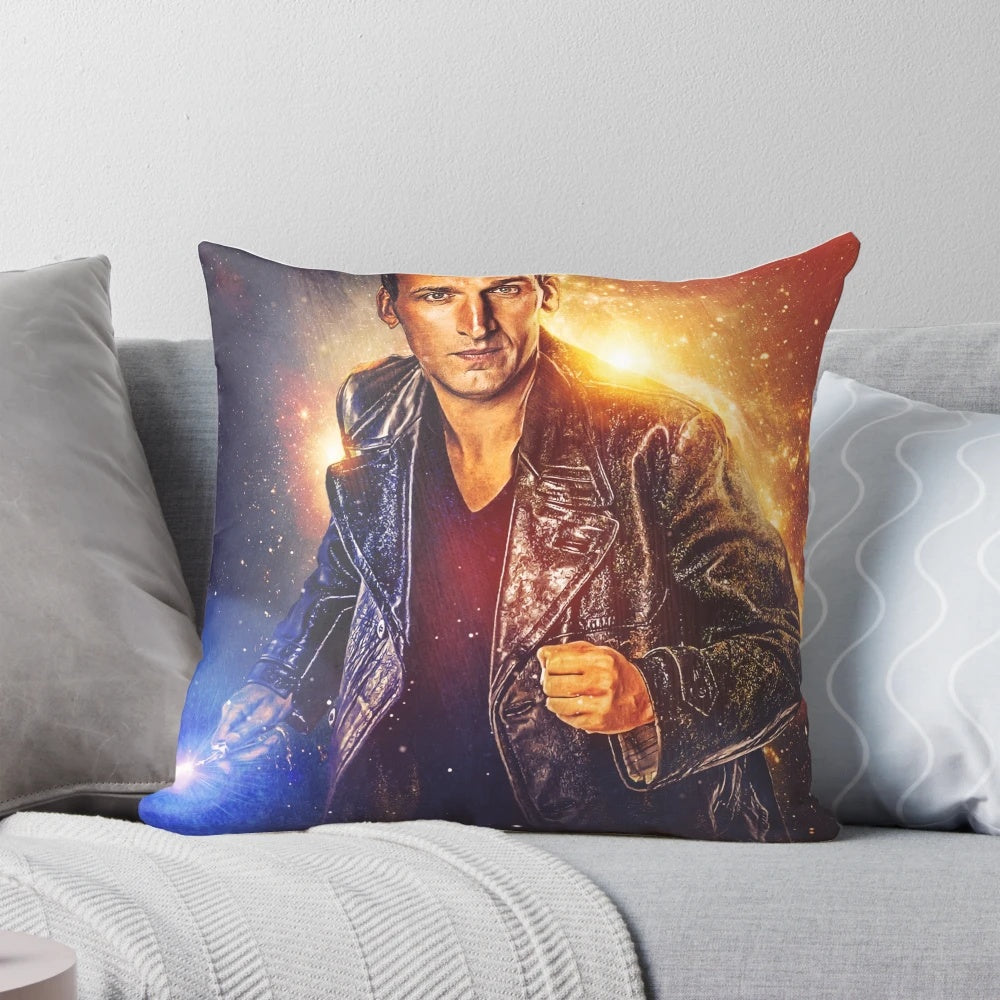 Ninth Doctor Pillow featuring Christopher Eccleston's iconic character from the hit TV series Doctor Who