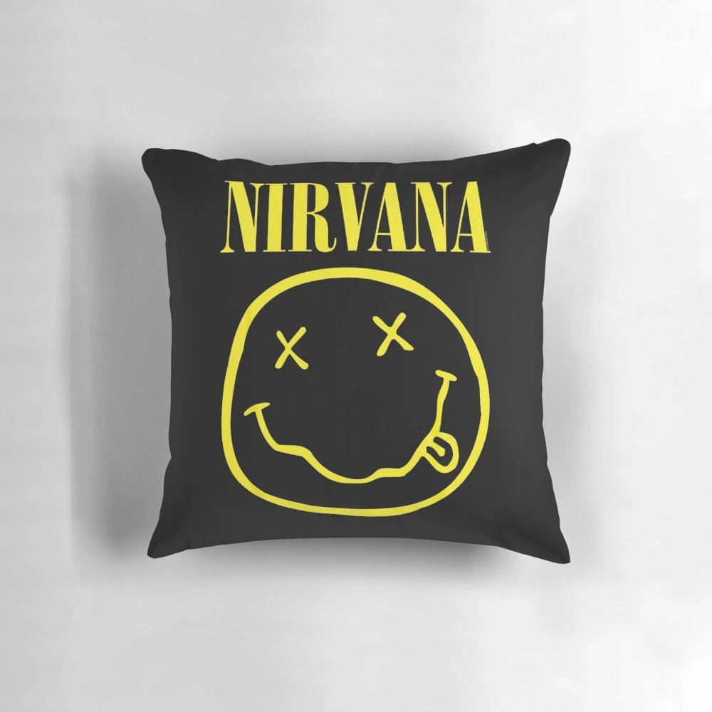 Nirvana Grunge Rock Music Band Happy Face Pillow