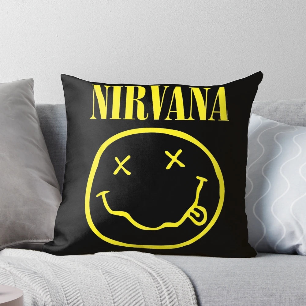 Nirvana Grunge Rock Music Band Happy Face Pillow