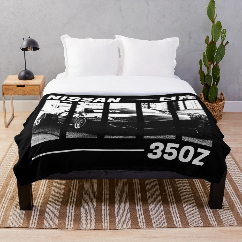 Nissan 350Z inspired plush blanket in black color