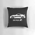 Nissan 370Z and NISMO inspired decorative pillow featuring the iconic Z34 sports car design