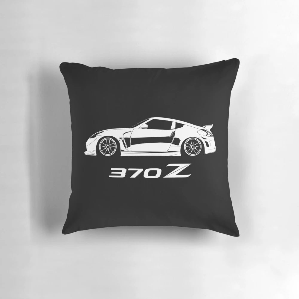 Nissan 370Z and NISMO inspired decorative pillow featuring the iconic Z34 sports car design