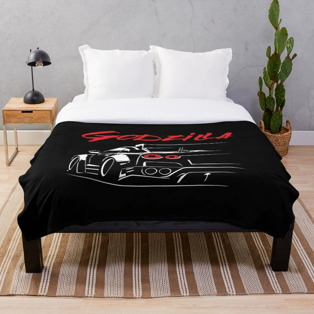 Nissan GTR R35 Inspired Plush Blanket for Car Enthusiasts