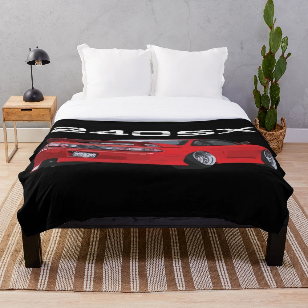 Stanced Nissan S14 240 Kouki plush blanket for car enthusiasts