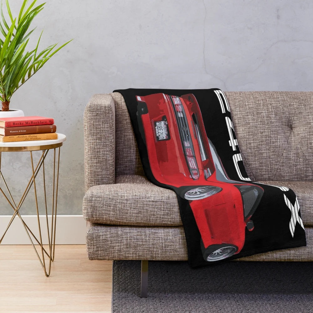 Stanced Nissan S14 240 Kouki plush blanket for car enthusiasts