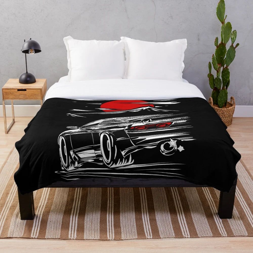 Nissan Silvia s13 inspired plush blanket with car enthusiast design
