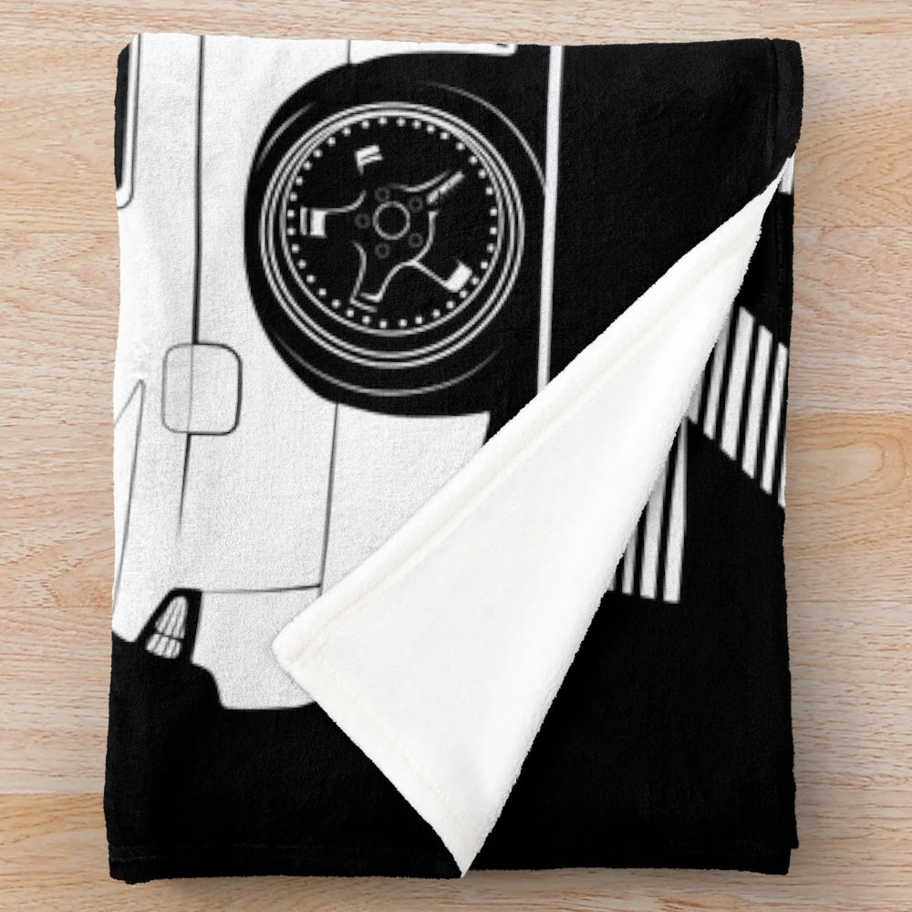 Nissan Silvia S14 inspired plush blanket with drift car design