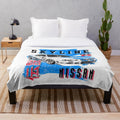 Nissan Skyline GTR R34 plush blanket with classic JDM sports car design