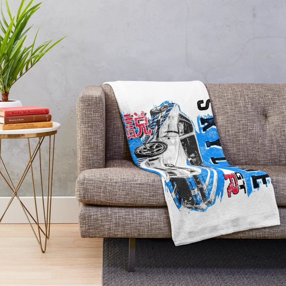 Nissan Skyline GTR R34 plush blanket with classic JDM sports car design