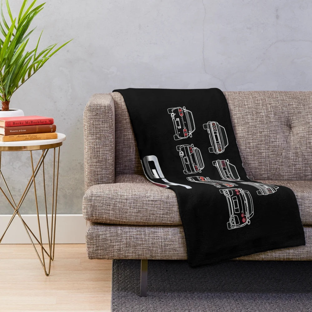 Nissan Skyline inspired plush blanket featuring the iconic Japanese car design