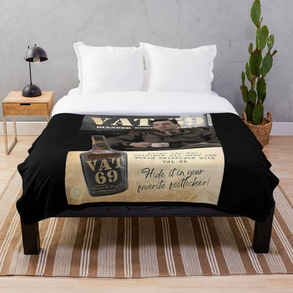 Nix Vat 69 inspired plush blanket with World War II and Band of Brothers design