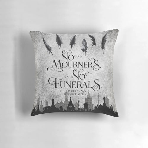 "No Mourners No Funerals Book Quote Pillow - Stylish Literary Home Decor for Booklovers"