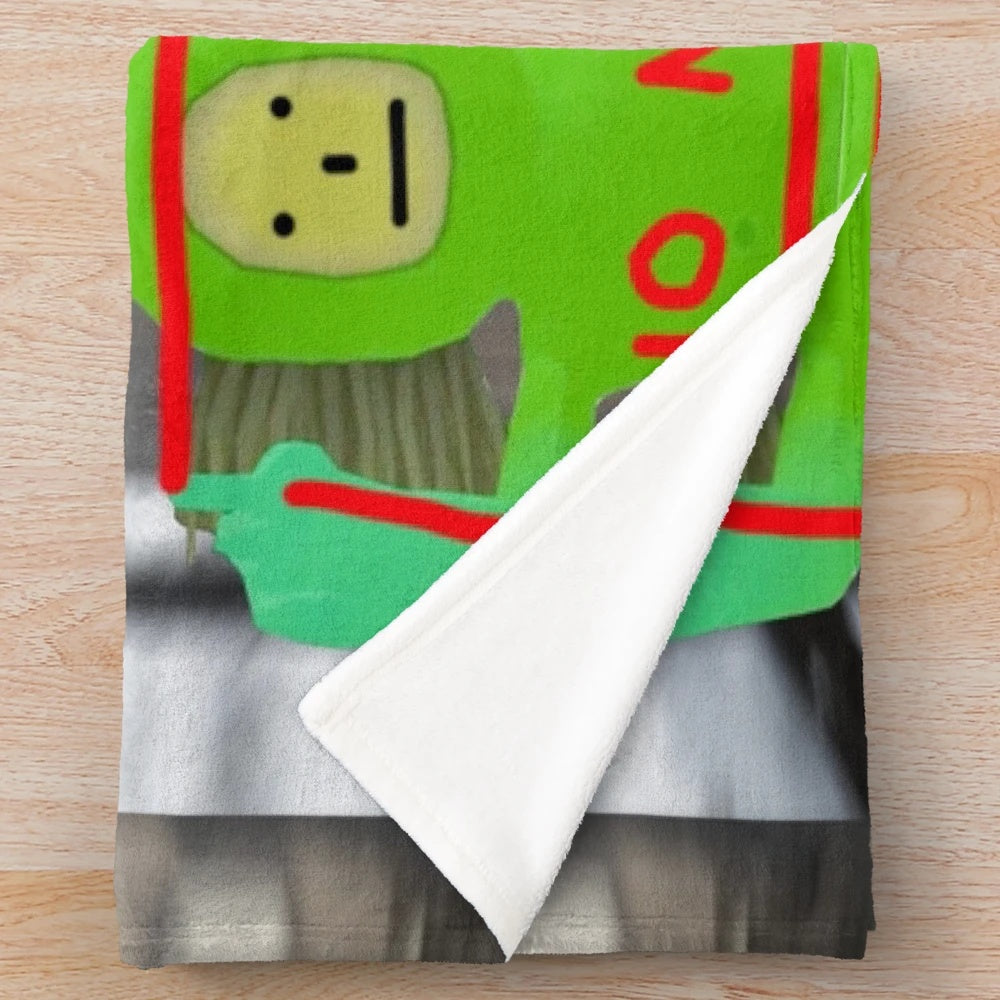 No No Square plush blanket in green and red colors