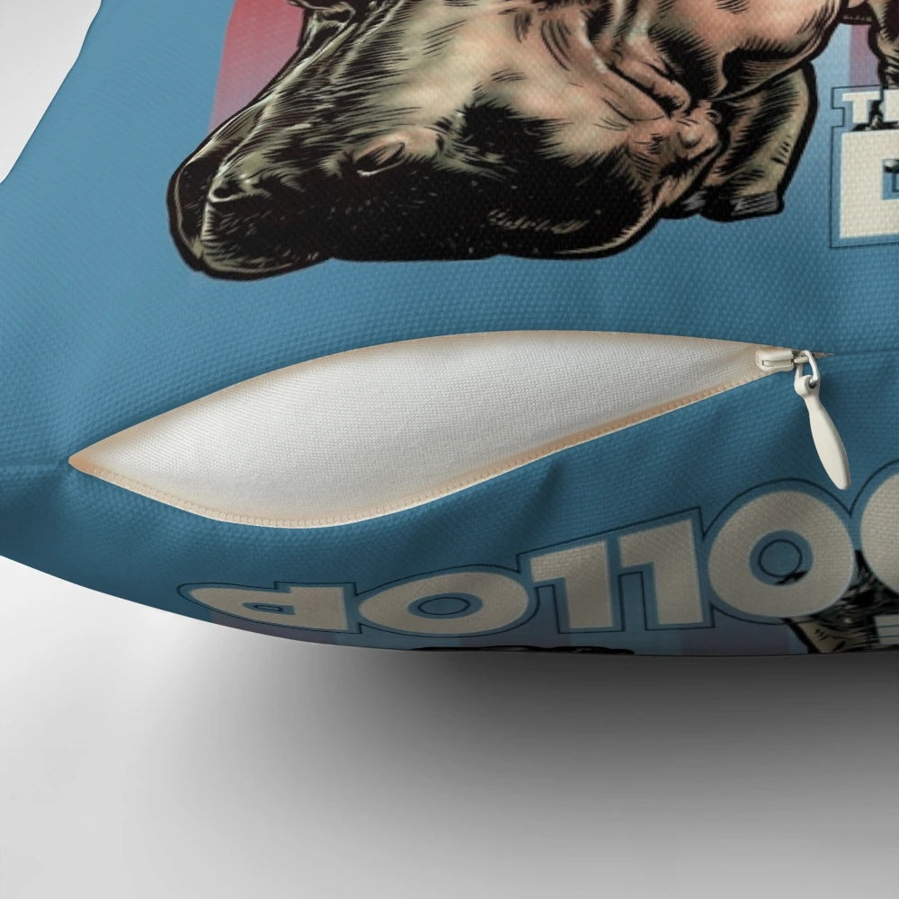 No Sleep Til Hippo Pillow featuring The Dollop podcast logo and a hippo design